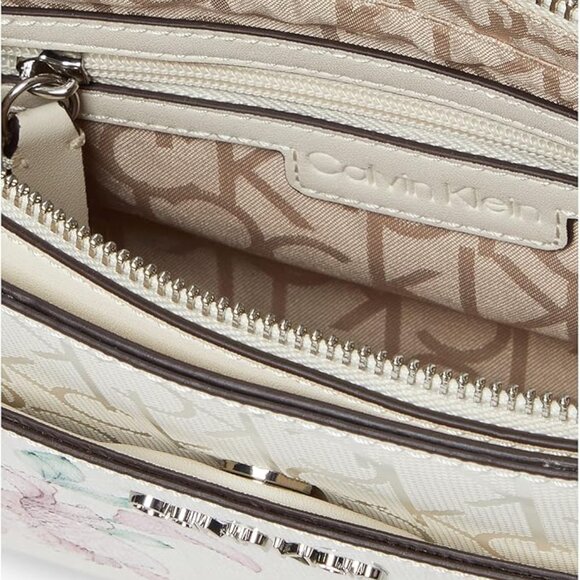 CALVIN KLEIN LUCY SHOULDER BAG WHITE FLORAL - Picture 2 of 13